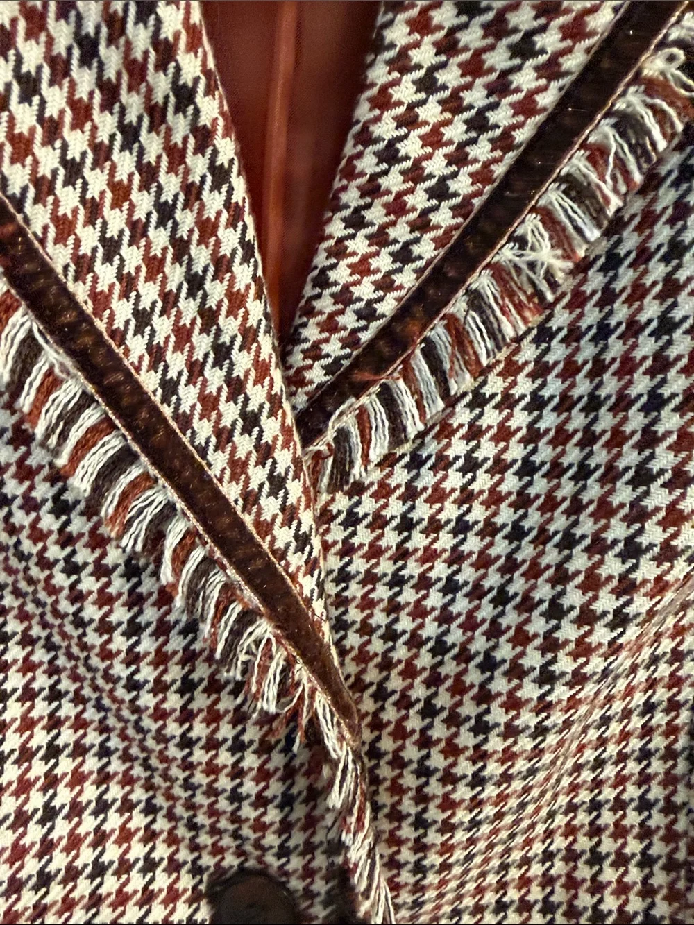 Norton McNaughton Brown & Cream Houndstooth Fringed Blazer - Picture 5 of 9